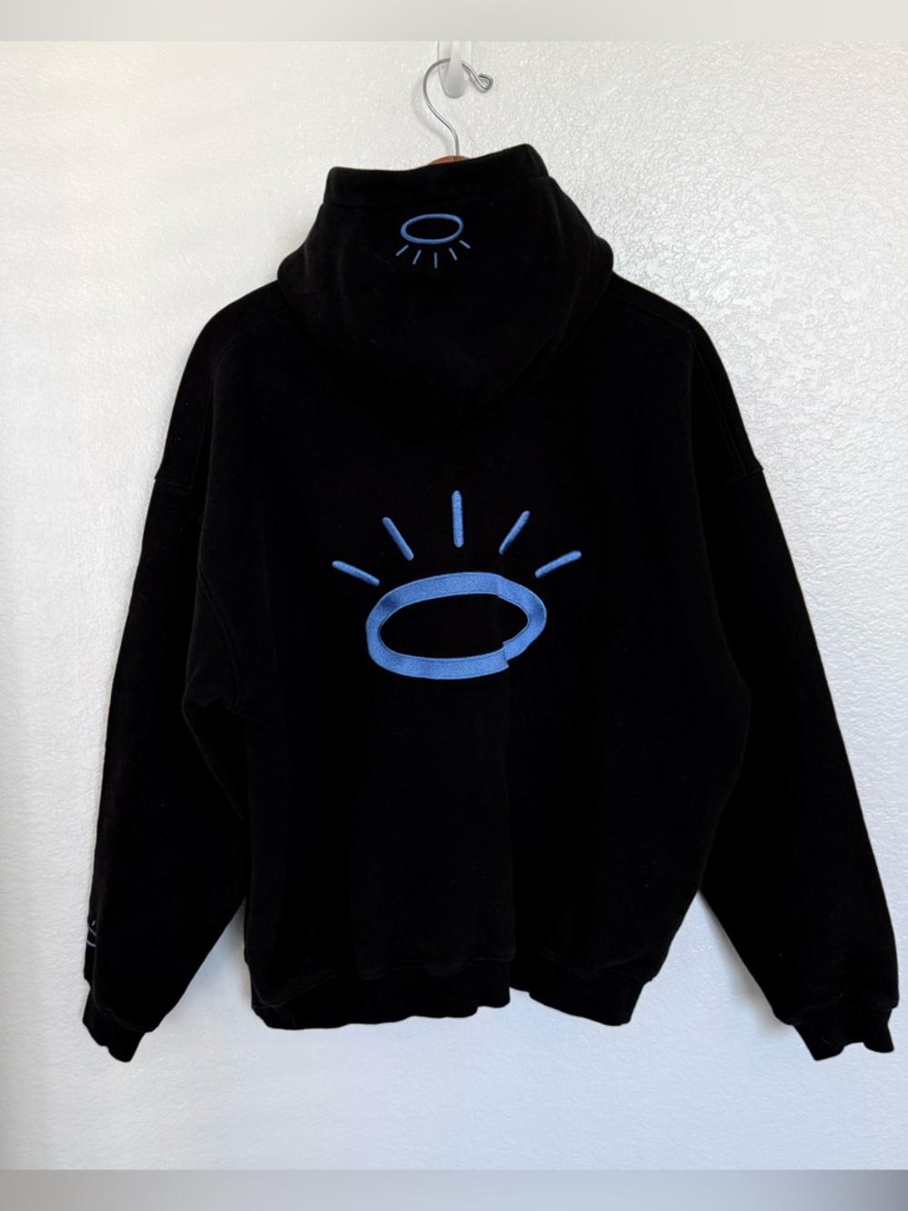 HALOD West Coast Spike Hoodie Mens Medium Black Blue Embroidered Streetwear